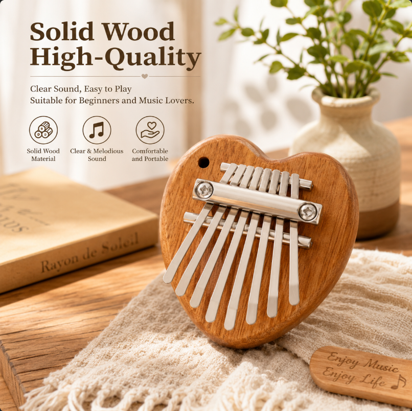 Musical Instrument Sounds - 8 Keys Mini Kalimba Wooden Thumb