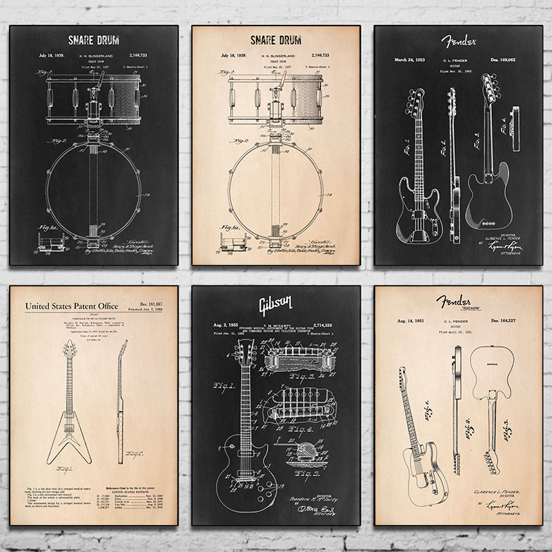 Patent drawing poster musical  - Musical Instrument In Drawing avaliação e preço