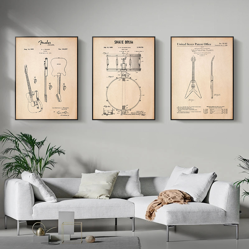 Patent drawing poster musical  - Musical Instrument In Drawing avaliação e preço