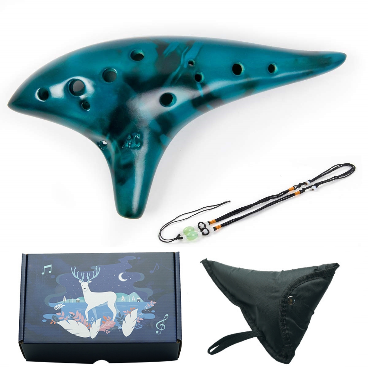 Ocarina12 Tones Alto C Ceramic - Song With Musical Instrument avaliação e preço