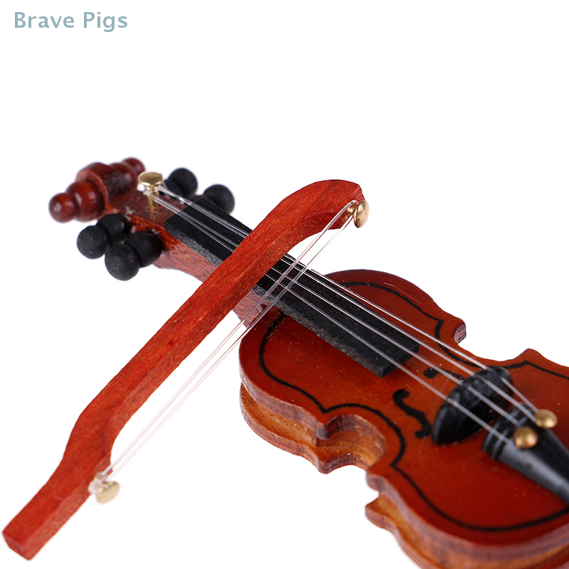 Dollhouse Violin Mini Wooden I - Musical Instrument Fiddle avaliação e preço