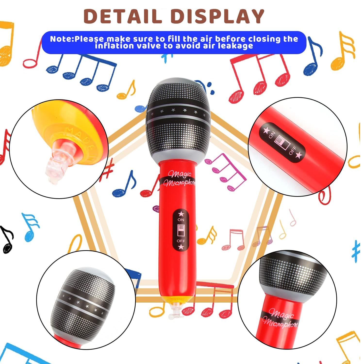4pcs Inflatable Microphones Ra - Musical Instrument That You Blow Into avaliação e preço