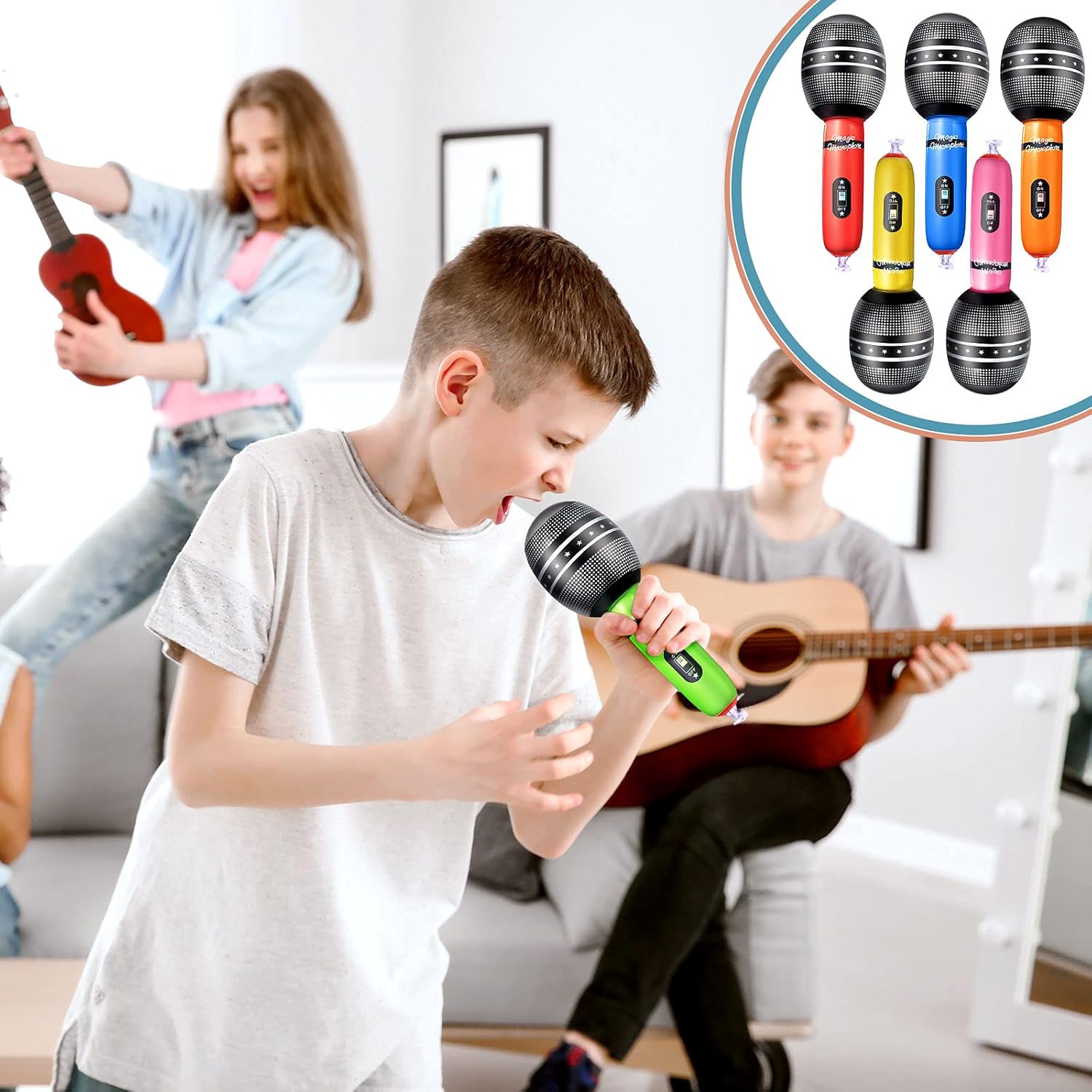 4pcs Inflatable Microphones Ra - Musical Instrument That You Blow Into avaliação e preço