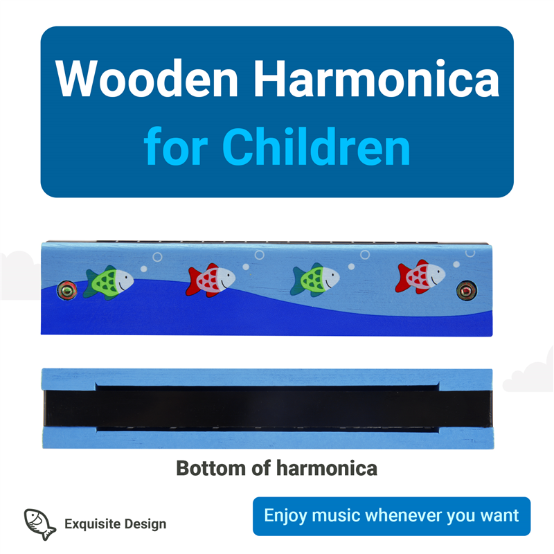 Wooden Harmonica For Children  - Musical Instrument That You Blow Into avaliação e preço