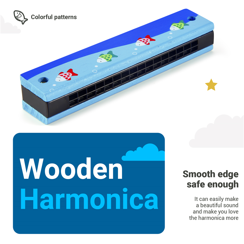 Wooden Harmonica For Children  - Musical Instrument That You Blow Into avaliação e preço