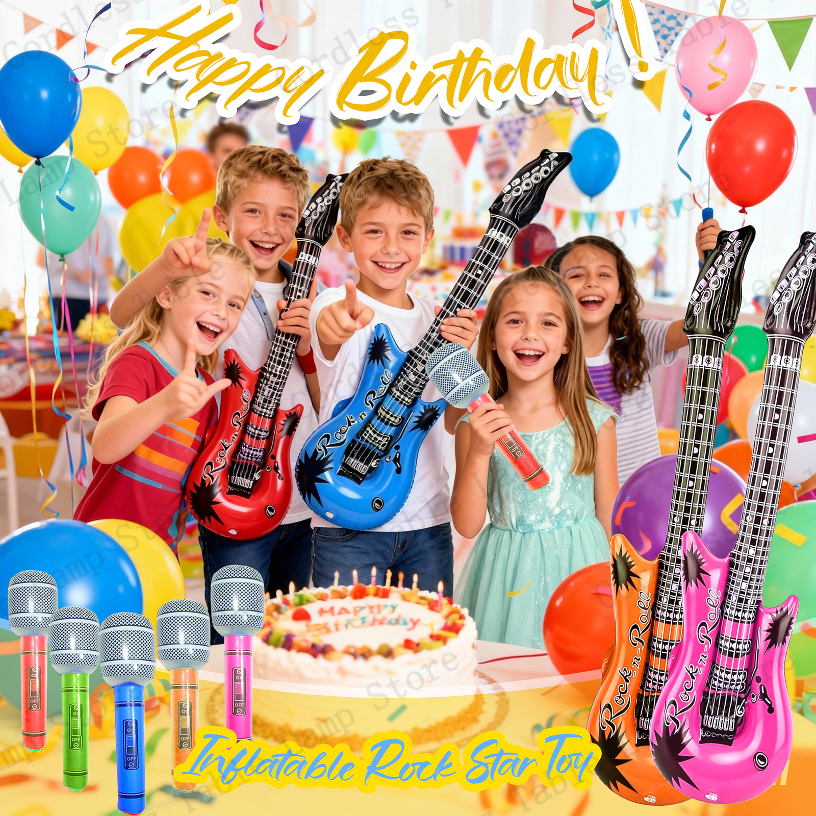 12-60Pcs Inflatable Rock Star  - Musical Instrument That You Blow Into avaliação e preço
