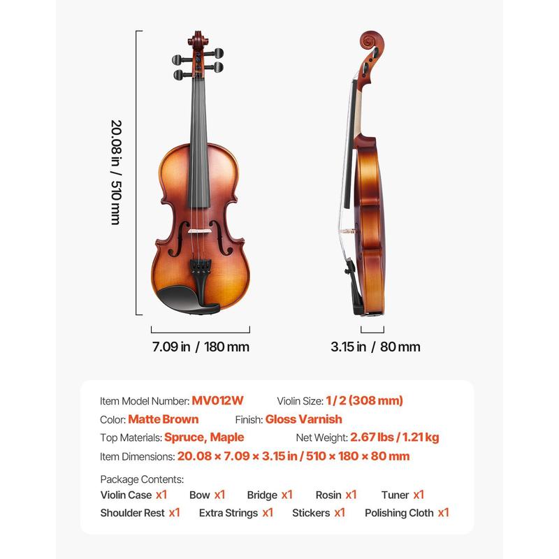 Fiddle 1/2 Size For Practice S - Musical Instrument Fiddle avaliação e preço