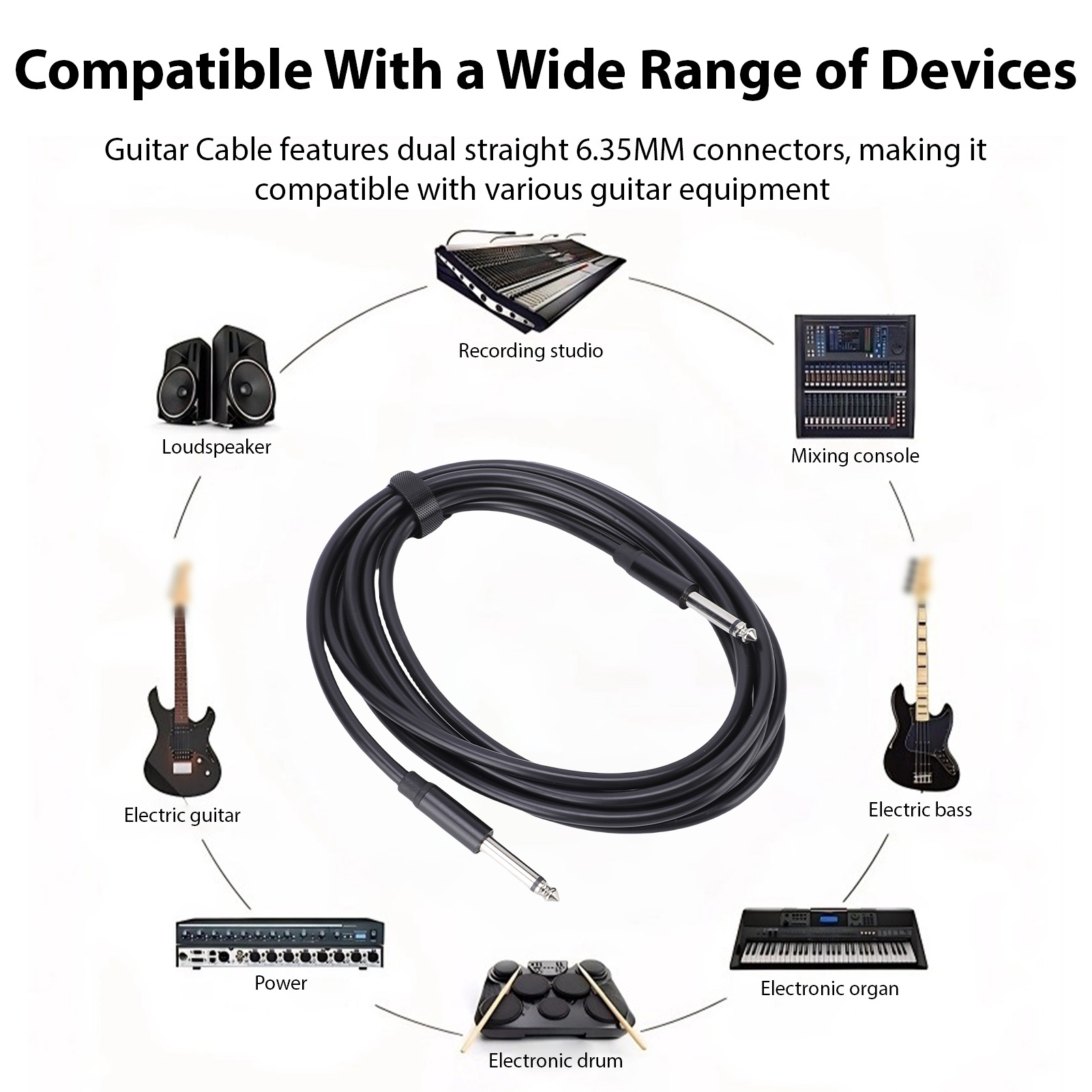 Guitar Cable 6.35mm Mono Sound - Musical Instrument Sounds avaliação e preço