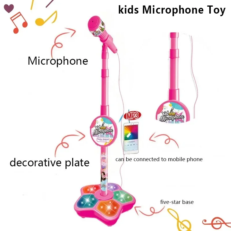 Kids Microphone with Stand Kar - Song With Musical Instrument avaliação e preço