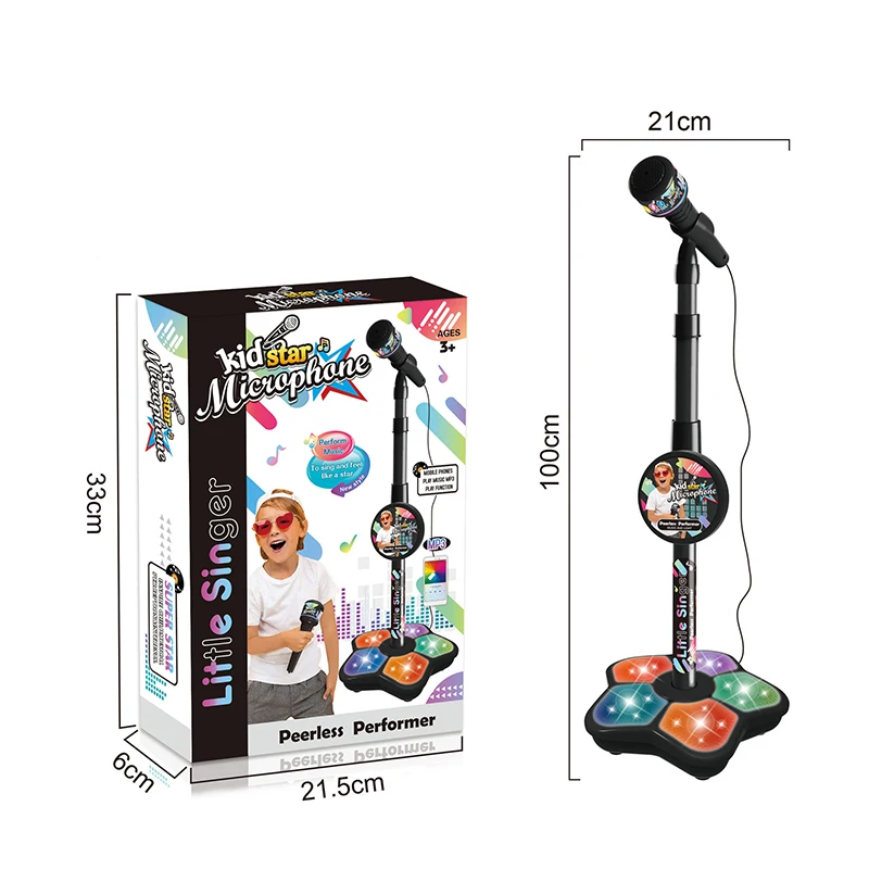 Kids Microphone with Stand Kar - Song With Musical Instrument avaliação e preço
