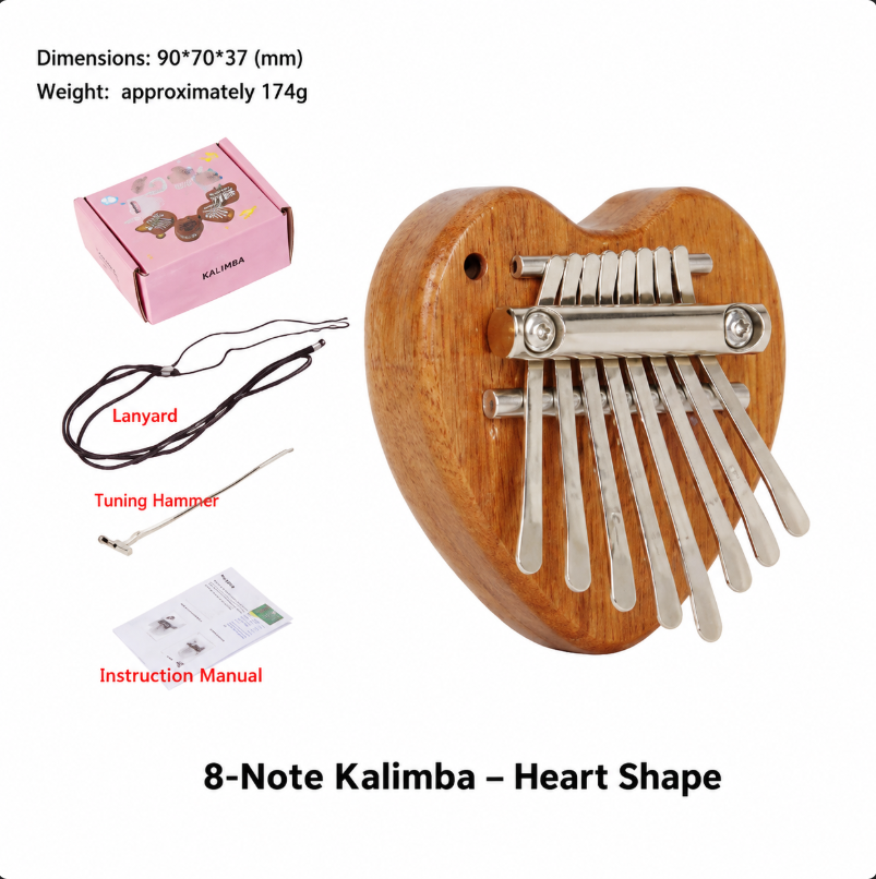 8 Keys Mini Kalimba Wooden Thu - Musical Instrument Sounds avaliação e preço