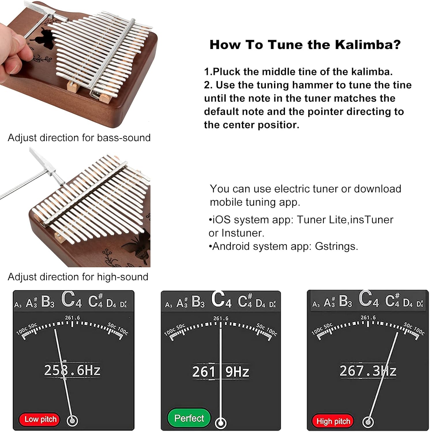 Kalimba 21 Keys Thumb Piano, N - Musical Instrument Sounds avaliação e preço